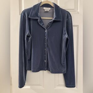 Women's J. Jill Blue Velvet Button-Up Top